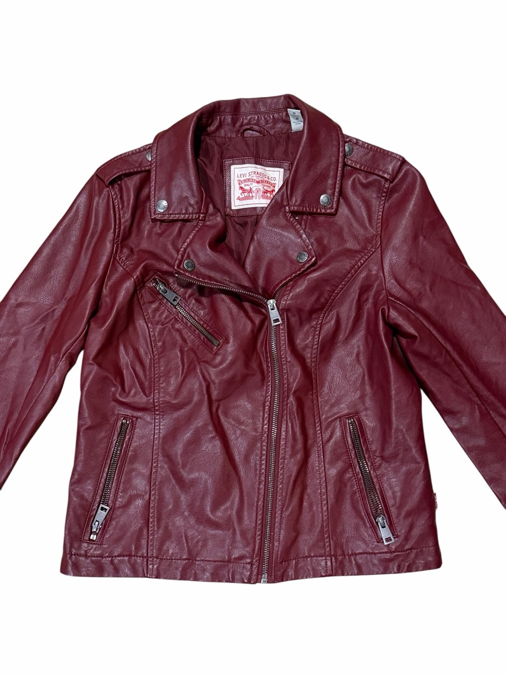 Levi's Women’s Burgundy Faux Leather Moto Jacket Medium